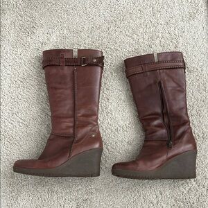 Ugg Brown Leather Wedge Boots